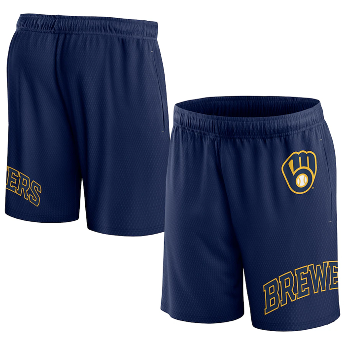 Men's Milwaukee Brewers Navy Clincher Mesh Shorts